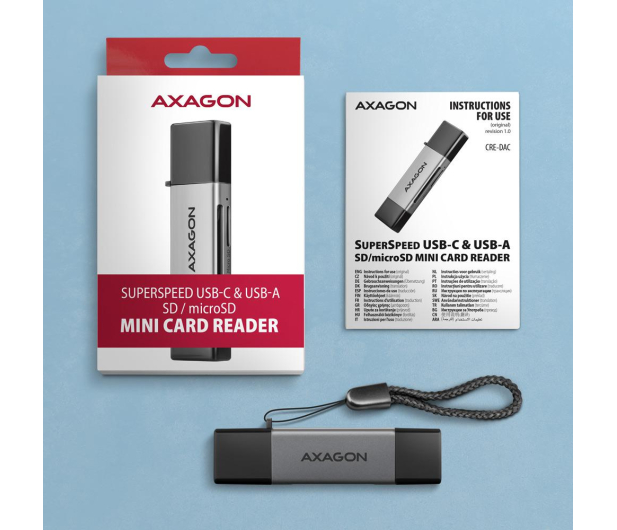 AXAGON CRE-DAC, USB-C + USB-A 3.2, 2-slot & lun SD/microSD, UHS-I - 1353404 - zdjęcie 5